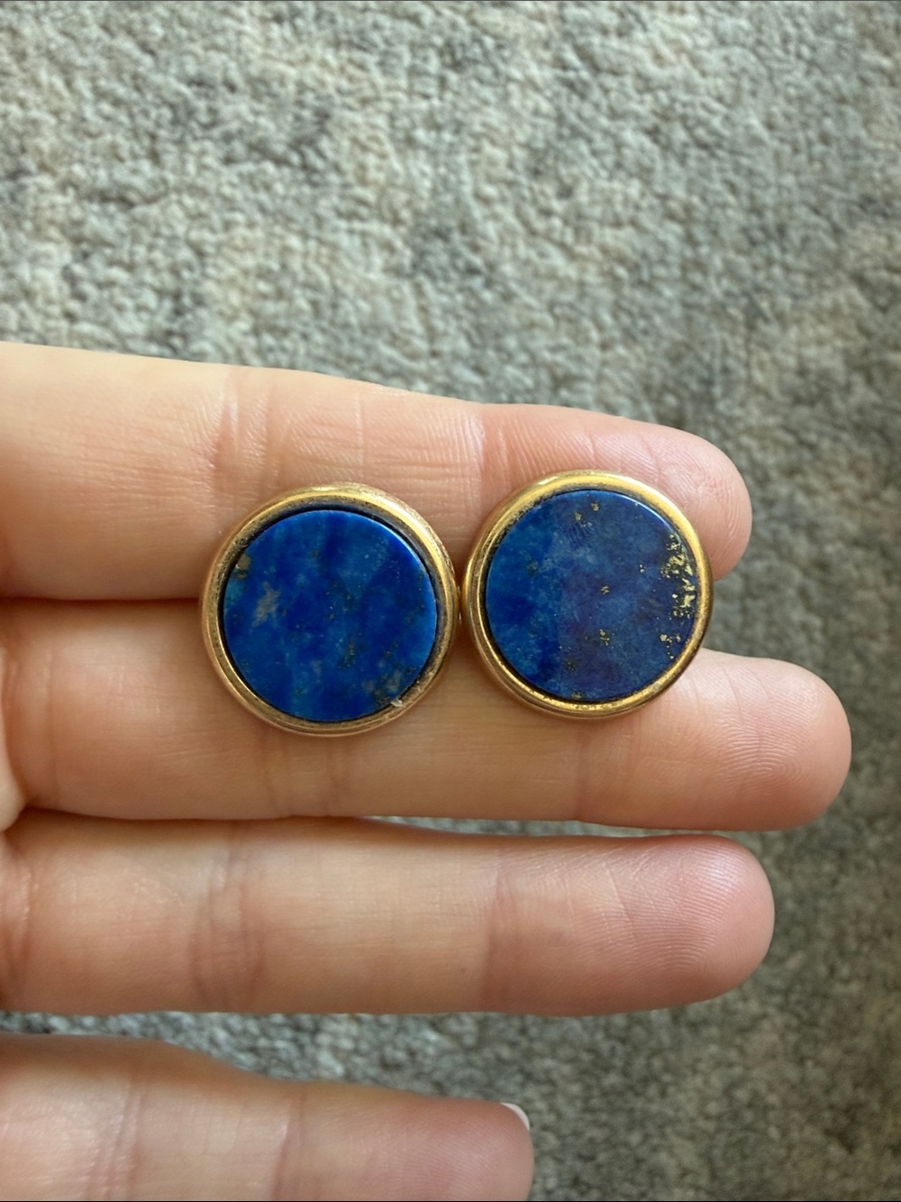 Peter Brams Design 14K Yellow Lapis Lazuli Stud Earrings